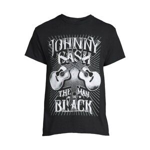 Johnny Cash Mens Man in Black Graphic T-Shirt Guitar Short Sleeves Size XL Ex Lg